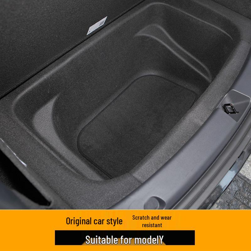 Tesla Model Y Wildleder Kofferraummatten - Originalstil, Doppelschicht für vorderen und hinteren Kofferraum