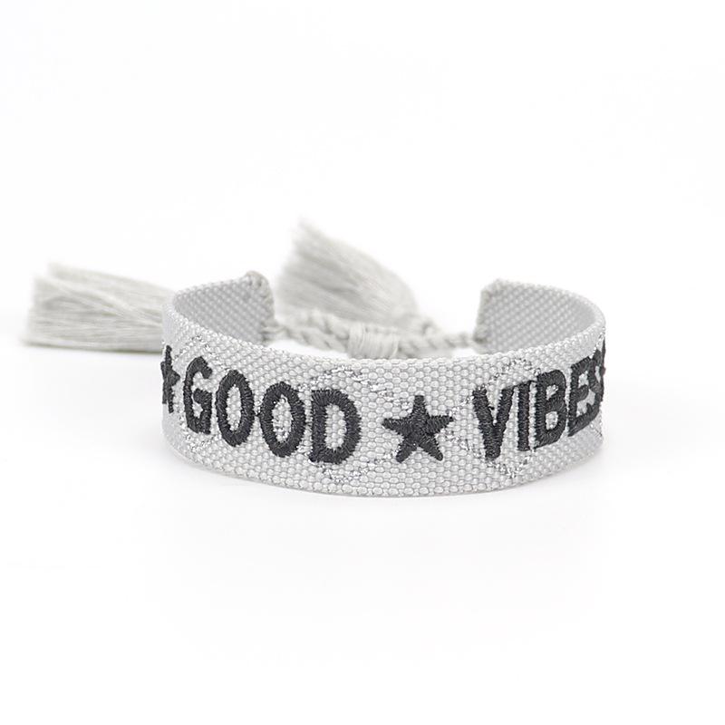 Handmade European Style Embroidered Love Bracelet with Tassels for Girls