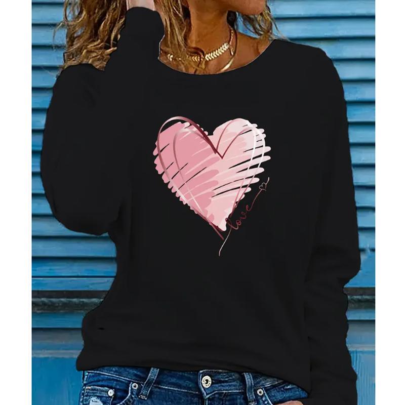 2025 Toamnă & Iarnă Femei Nou Casual Gât Rotund Mânecă Lungă Top Model 3D Inimă