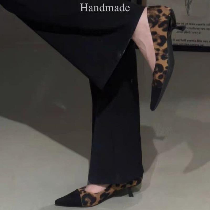 Fashion Sexy Leopard Women High Heels Shoes Pointed Toe Heeled Sandals Dress Party 2025 Summer New Brand Woman Pumps Zapatillas De Mujer