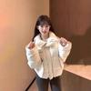 American retro design sense niche polka dot cotton clothes women's winter sweet and cute loose and thin coat tide