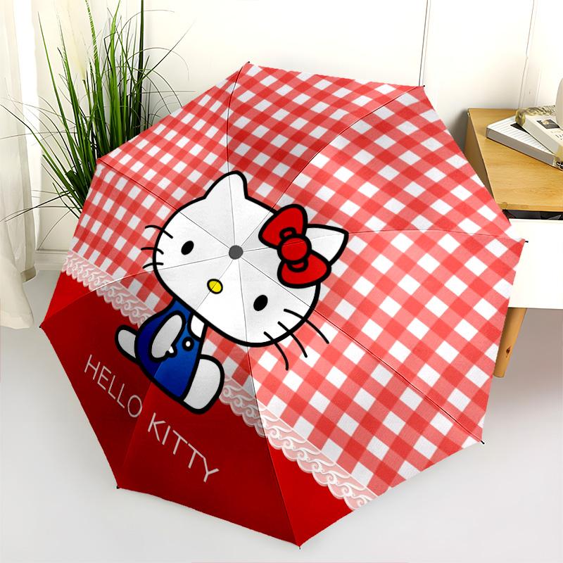 Hello Kitty  pattern, automatic folding umbrella, portable and foldable design, 8 ribs, a Christmas or birthday gift.