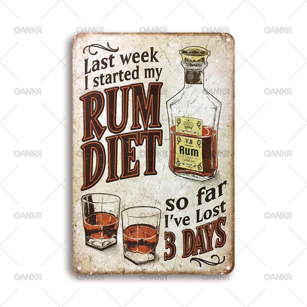 

Vintage Beer Poster Metal Tin Sign Rum Diet Humor Art Posters Retro Metal Signs for Man Cave Pub Bar Home Wall Decor Plaque 20x30cm（7.8x11.8inch）