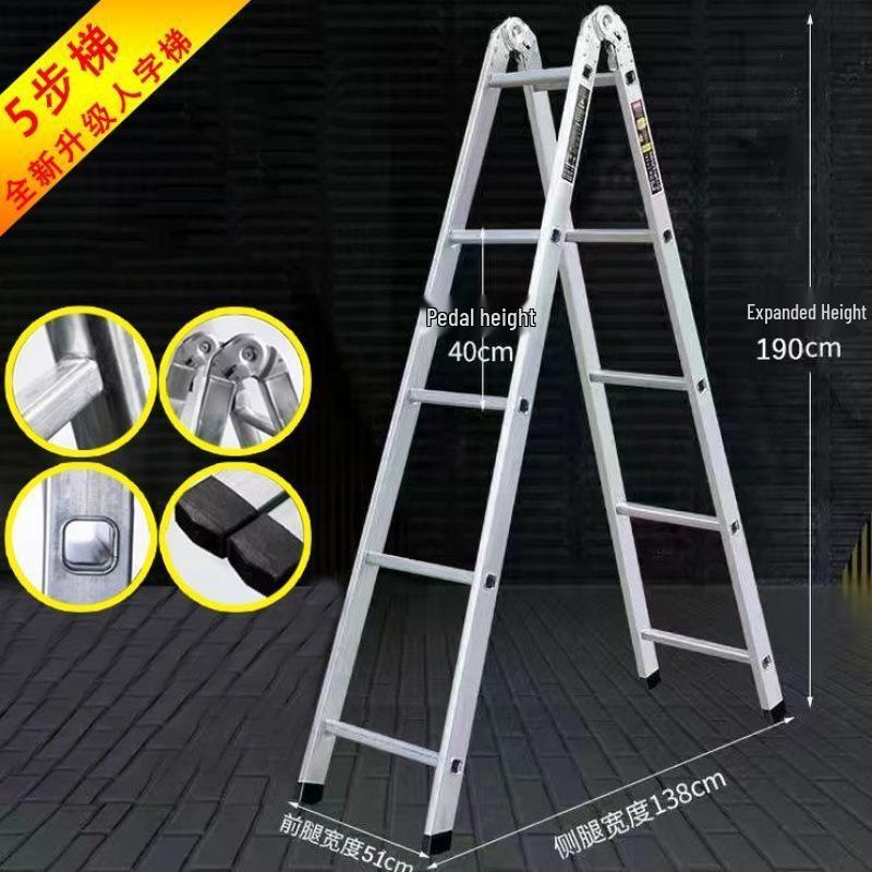 Wielofunkcyjna składana drabina ze stali węglowej: Drabina rozstawna, 4-5 stopni, do użytku wewnętrznego