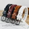 Pu Womens Leather Belt With Double Line And Hollow Design For Jeans Work And