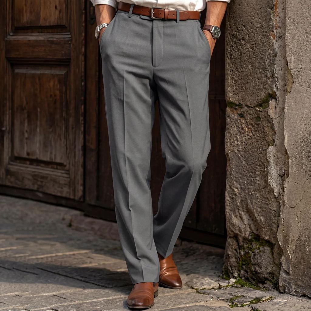 Herren einfarbige gerade Business Casual Pendler Anzughose