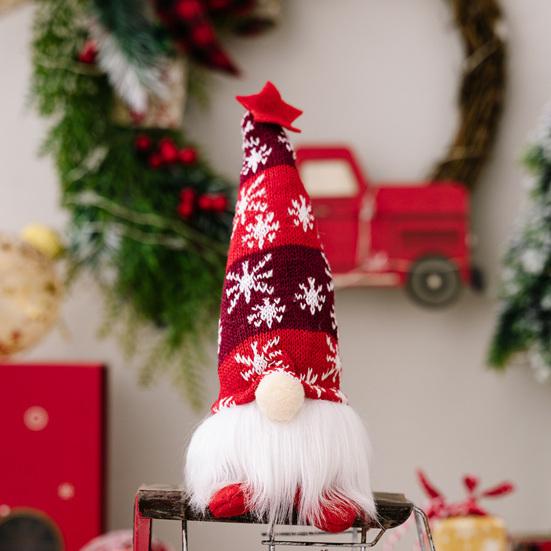 Polyester Stuffed Gnome Collectibles Lighted Christmas Doll, Knitted Figurine with LED Light, Creative Hanging Legs Sitting Ornaments Luminous Desktop