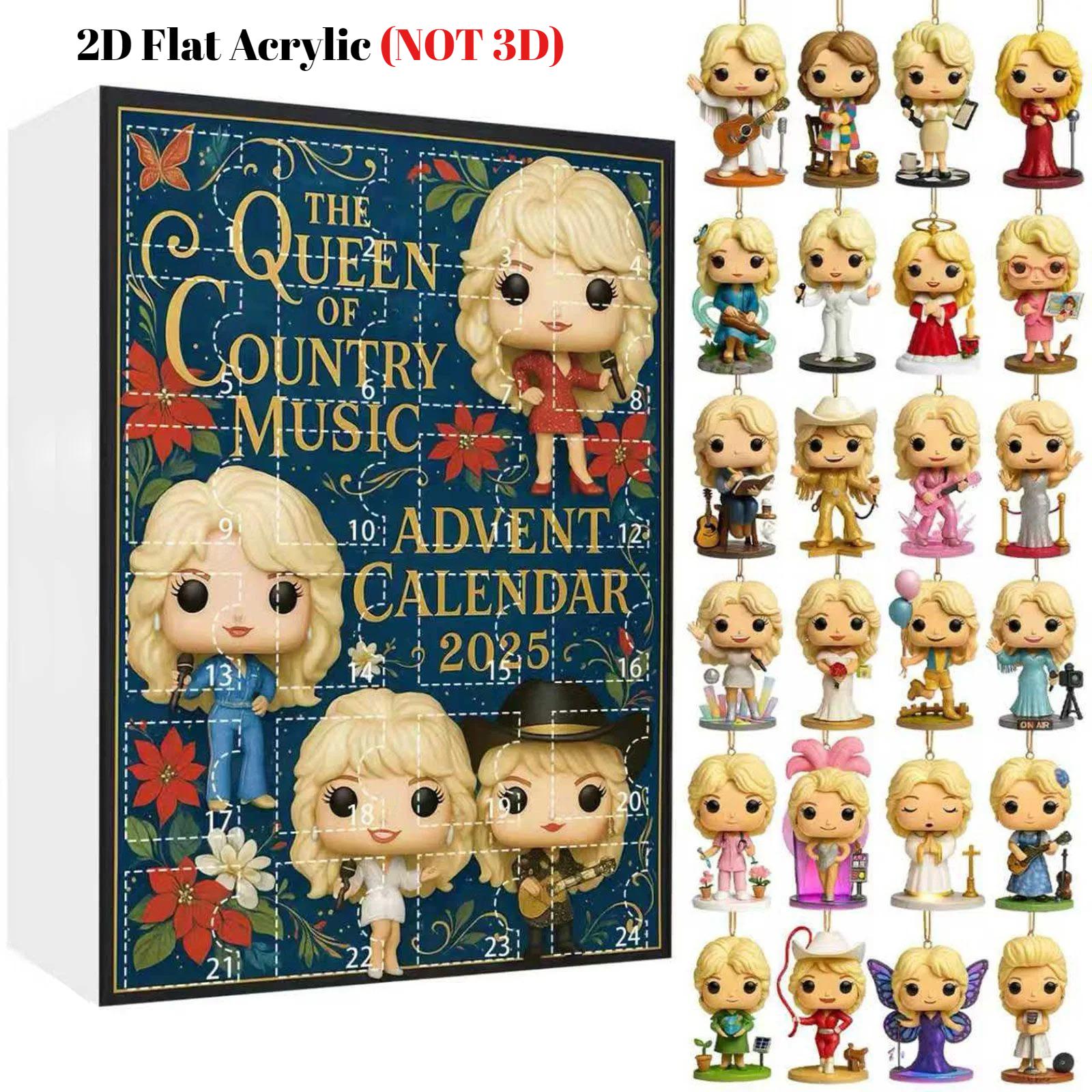 

2D Flat Acrylic Mini Dolly Advent Calendar Queen of Music Cute Parton Ornaments Countdown Calendar Backpack Pendents Christmas Decorations 2025 one set разноцветный