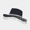 Lightweight Fedoras Hat Woman Men Felt Ladies Cowboy Hat Party Rhinestone Western Party Hat Bonnet Men Windproof Hat