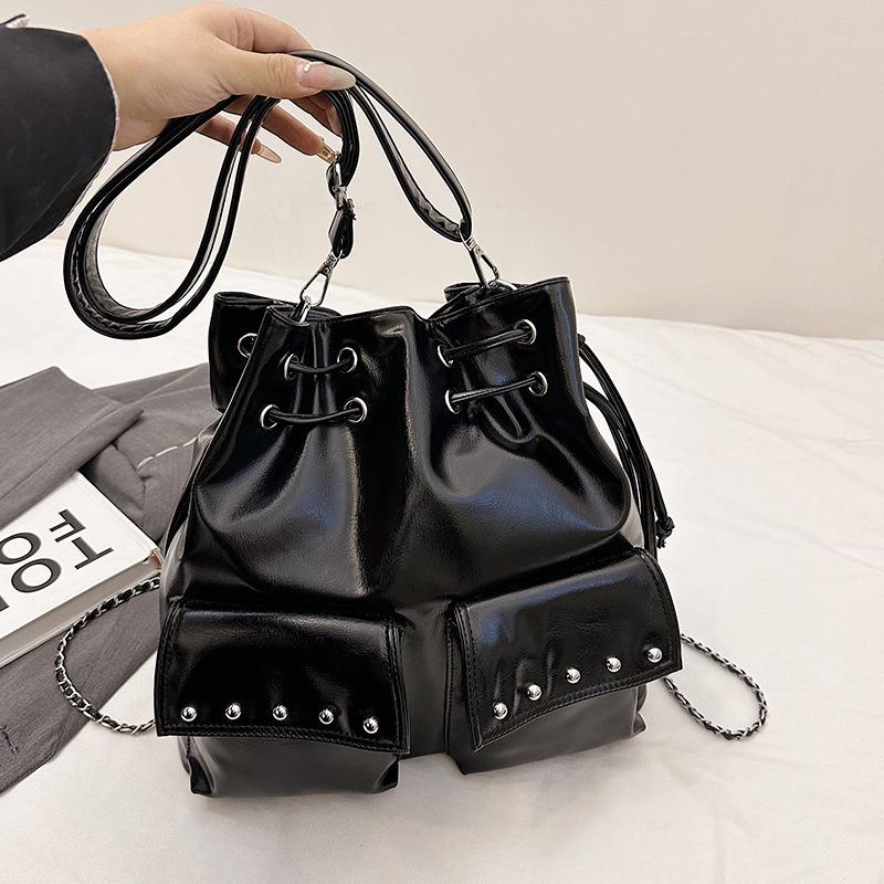 Casual Large-capacity Bucket Bag Fashionable New Portable Drawstring Shoulder Messenger Bag Women's Backpack