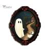 Dark Academia Home Accessories Halloween Wooden Refrigerator Magnet, Vintage Gothic Fridge Magnets, Oval Frame Decorative Metal Surface Magnets