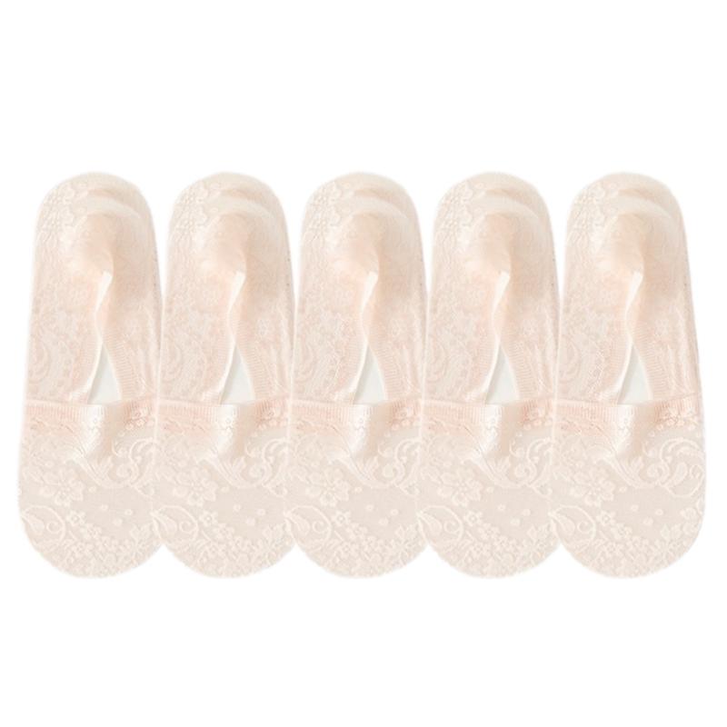 No Show Socks Women for Flats Invisible Hiddens Socks Lace Low Cut Liner Socks with Antis Slip Strips Cotton Bottom Socks