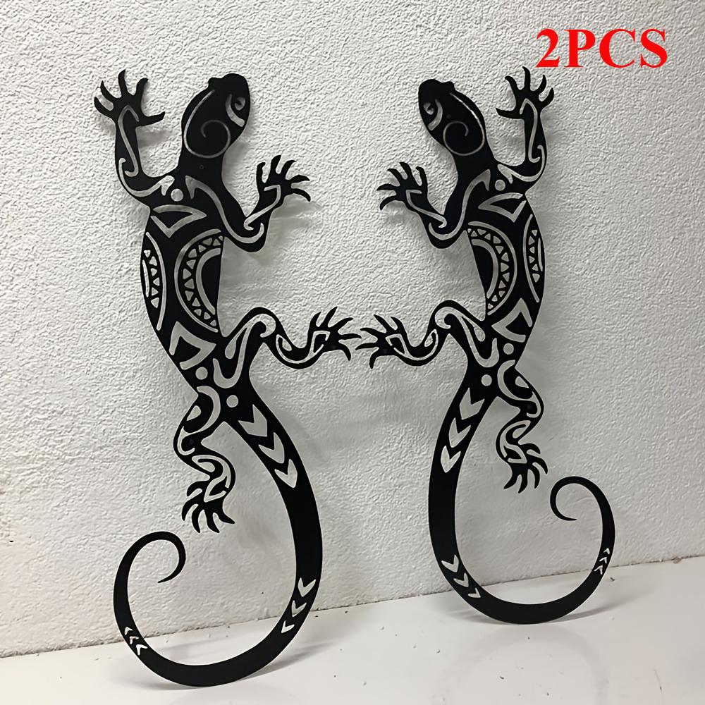 

Metal Gecko Wall Art Set of 2 Heavy-Duty Indoor Wall Decor with Artisan Craft, Modern Metal Wall Hanging for Living Room&Bedroom 30x14.2cm чёрный