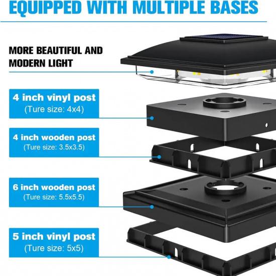 Solar Post Cap Light Outdoor Waterproof 12pack,Solar Fence - Post Lights for 4x4 5x5 6x6 Wooden/Vinyl Post,Black Deck Post Cap Light Solar Powered