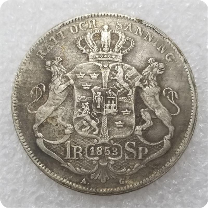 Antique Swedish 1853 Riksdaler Commemorative Coin No