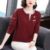Plus Size Pure Cotton Long Sleeve T-Shirt for Middle-Aged Women - Loose, Tummy-Covering Fashion for Autumn and Winter