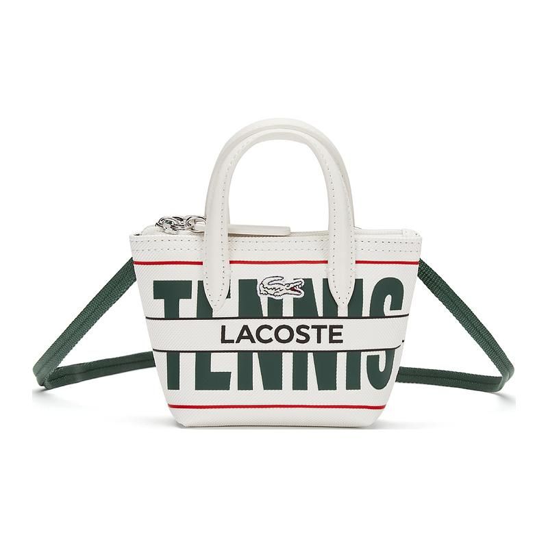 Lacoste Fashion Casual Zipper Closure PVC Shoulder Bag Crossbody Bag Tote Bag Mini Women bags Off-White NF4386SJ-998 Ecru,Mini