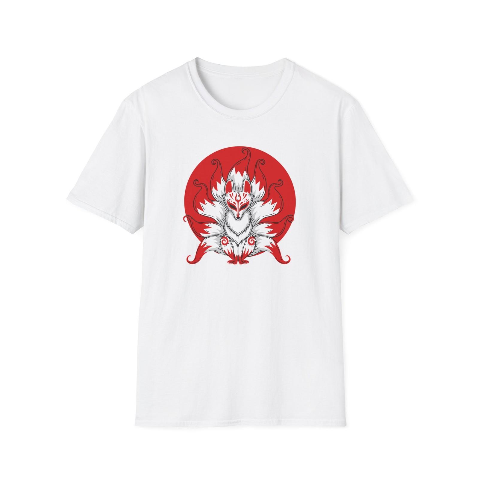 Unisex Graphic Tee with Fox Design, Casual Wear, Anime Gift, Kitsune Nine Tail S