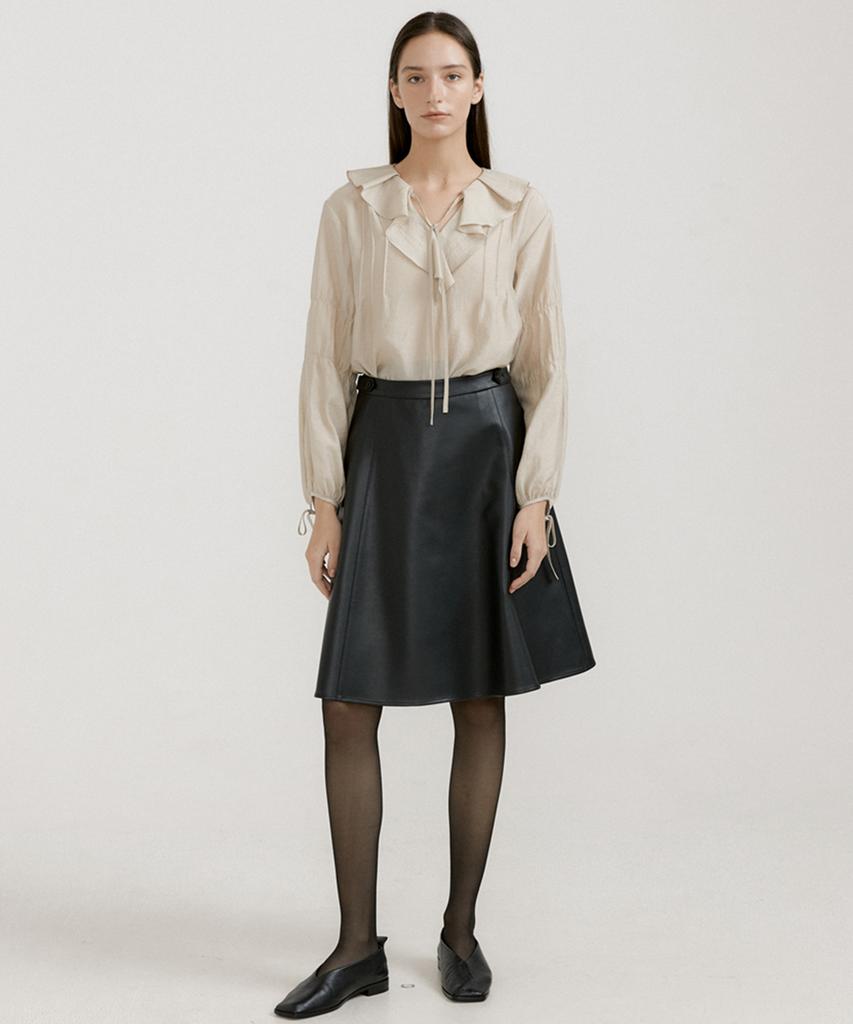 OCTETTE Leather Flare Sk_Black