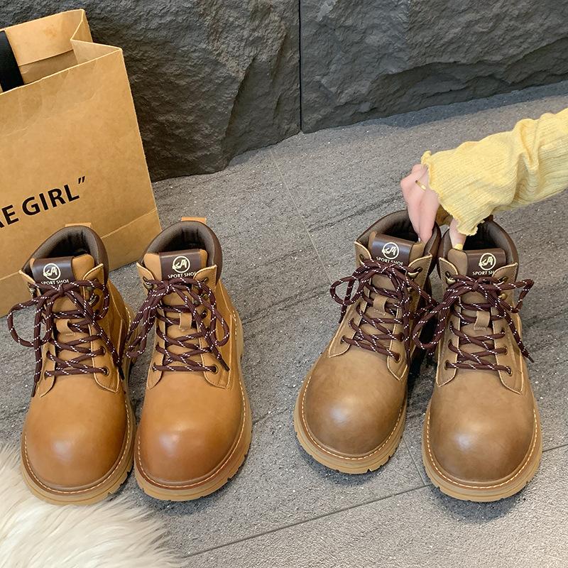 Small man thick bottom height increase 2025 new autumn and winter fashion short British style retro versatile locomotive boots