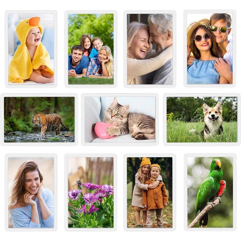 50Pcs Acrylic Photo Frame Set Mini Magnetic Refrigerator Picture Frames Insert Fridge Magnets Decoration Blank Craft Photo Frame
