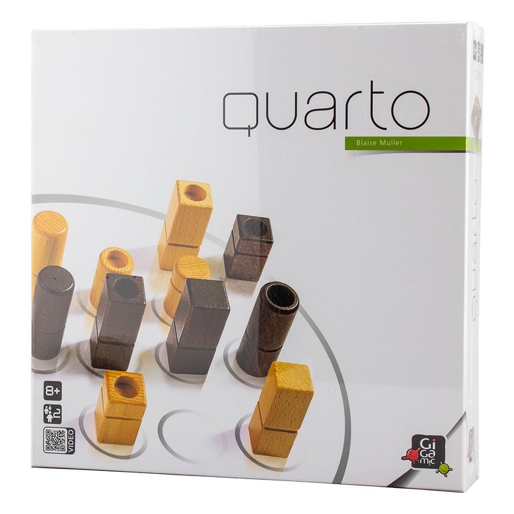 Gigamic Quarto Board Game, GCQA 3.421271.300410, Wooden Tabletop Game, Educational Toy for Kids, Brain Training Game, France [Parallel Import]
