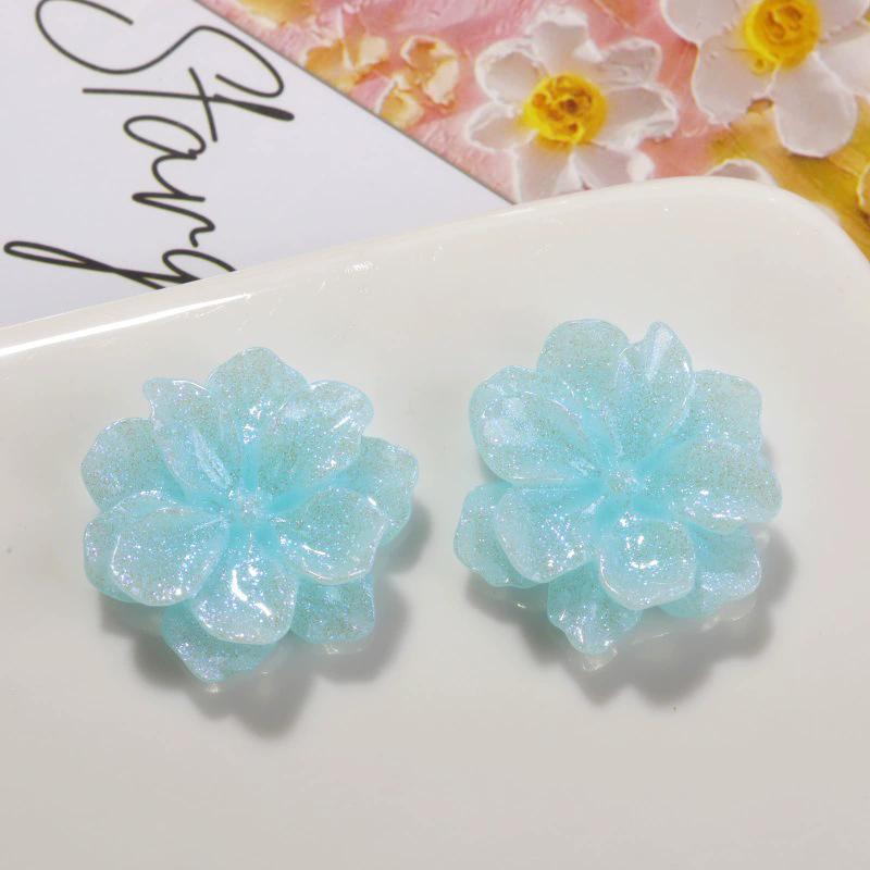 3D Pink White Flower Earrings for Women Imitation Pearl Acrylic Blooming Gardenia Stud Earrings Cute Jewelry Yellow Purple