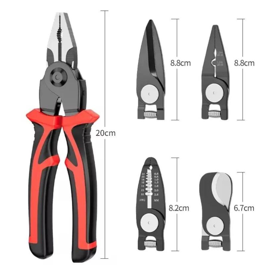 5-in-1 Draadstripper Gereedschap Set Combinatie Verwisselbare Tangen Kit Draadstripper Draadkrimptang Combinatietang Kabelknipper