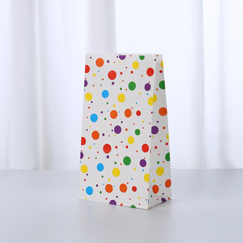 Spot Rainbow Striped Candy Bag - Colorful Party Decoration Gift Bag for Baking, Handleless Kraft Paper