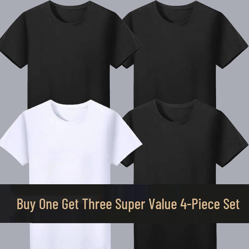 Buy 1 Get 1 Free: Classic White Short Sleeve Round Neck T-Shirt - Perfect for Drawing