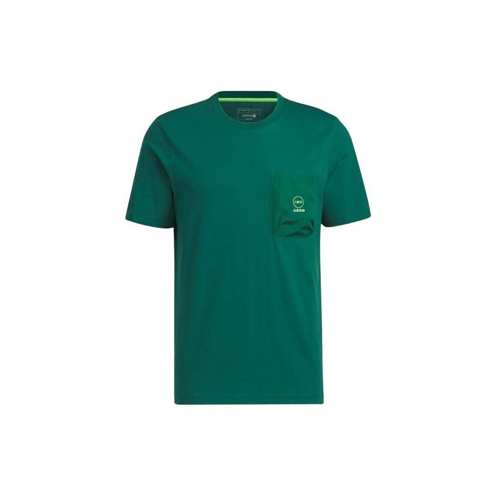 Adidas Neo Alphabet Pattern Print Loose-Fit Breathable Round Neck Short Sleeve T-Shirt Men Tops Forest-Green IK5092