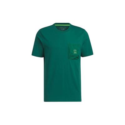 Neo Alphabet Pattern Print Loose-Fit Breathable Round Neck Short Sleeve T-Shirt Men Tops Forest-Green IK5092