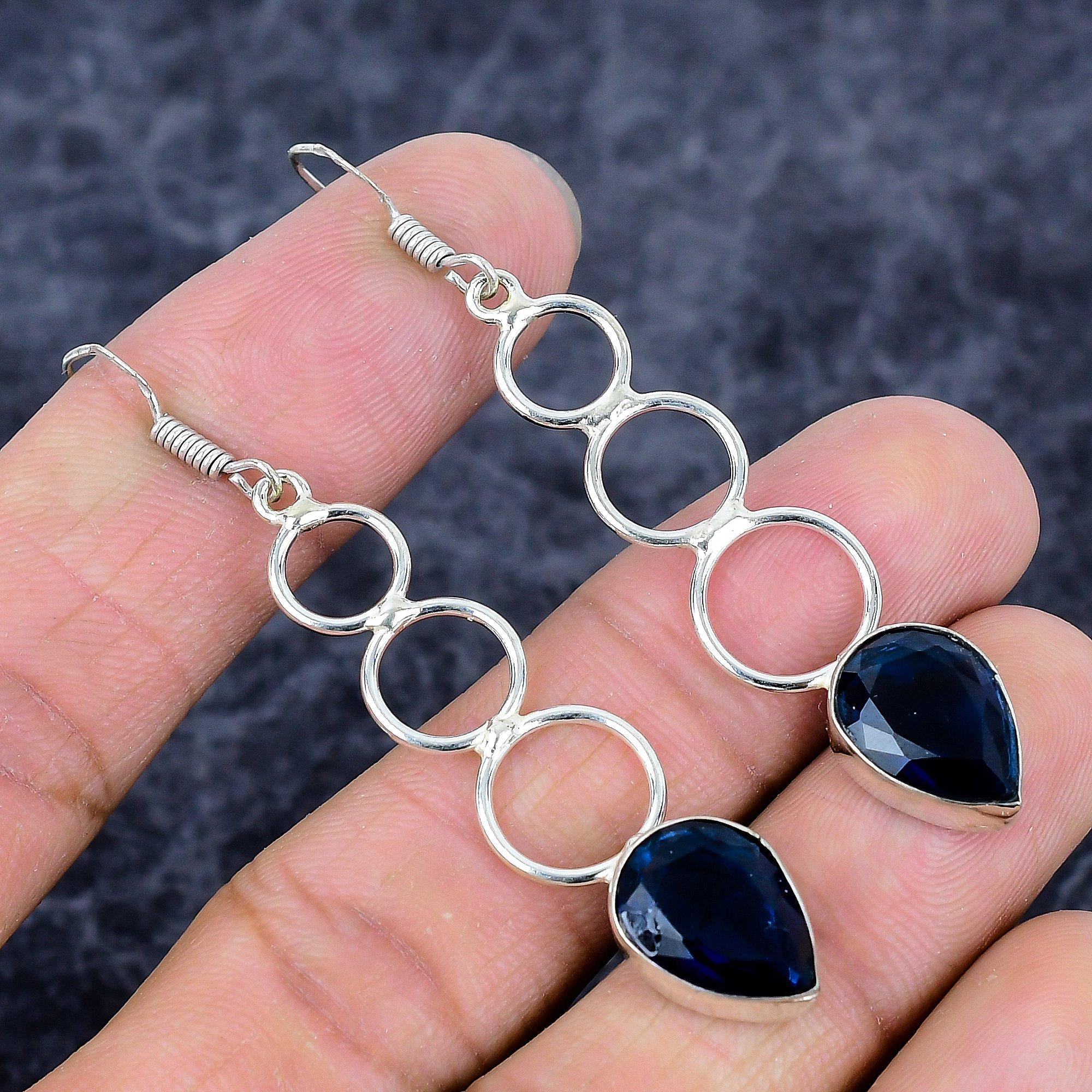 

Black Spinel Gemstone Handmade 925 Sterling Silver Jewelry Earring 2.64 M-3312