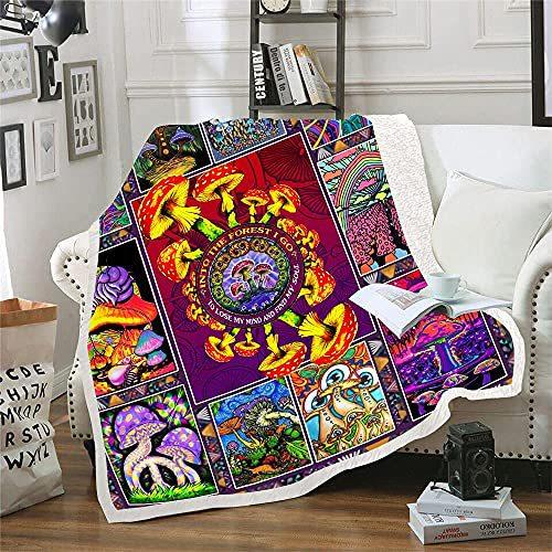 Cartoon Mushroom Blanket Sofa Bedroom Flannel Blanket Portable Lunch Break Blanket