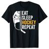 Funny Eat Sleep Hockey Repeat Graphic T-shirts Men Women's Fashion Casual Tshirt 100% Cotton Loose Ice Hockey Retro T Shirt
