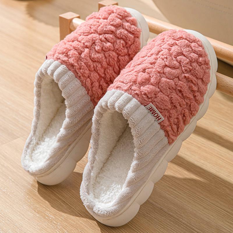 Plush cotton slippers women's winter home indoor home non-slip warm couple slippers wear thickened cotton shoes men
