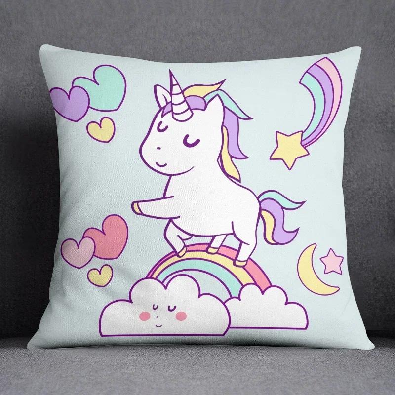 Cartoon Pink Unicorn Collection Pillow Gift Home Office Decor  Bedroom Sofa Car Cushion Cover Case