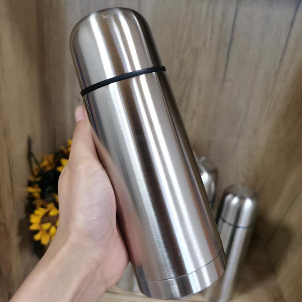 Double-layer Vacuum Flask Silver Thermos Coffee Mug Thermal Water Bottle  Travel