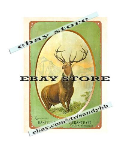 

FIRE INSURANCE STAG DEER metal tin sign southwestern decorAluminum 20x30cm（7.8x11.8inch）