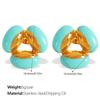Retro Hong Kong Style Oil Drip Flower Stud Earrings Stainless Steel Gold Plated Simple Small Fashion Pearl Earrings Women