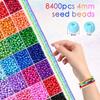 42 Colors 4mm Glass Seed Beads for Bracelets Making, 8400pcs Friendship Bracelet Making Kit, Small Glass Beads for Jewelry Making