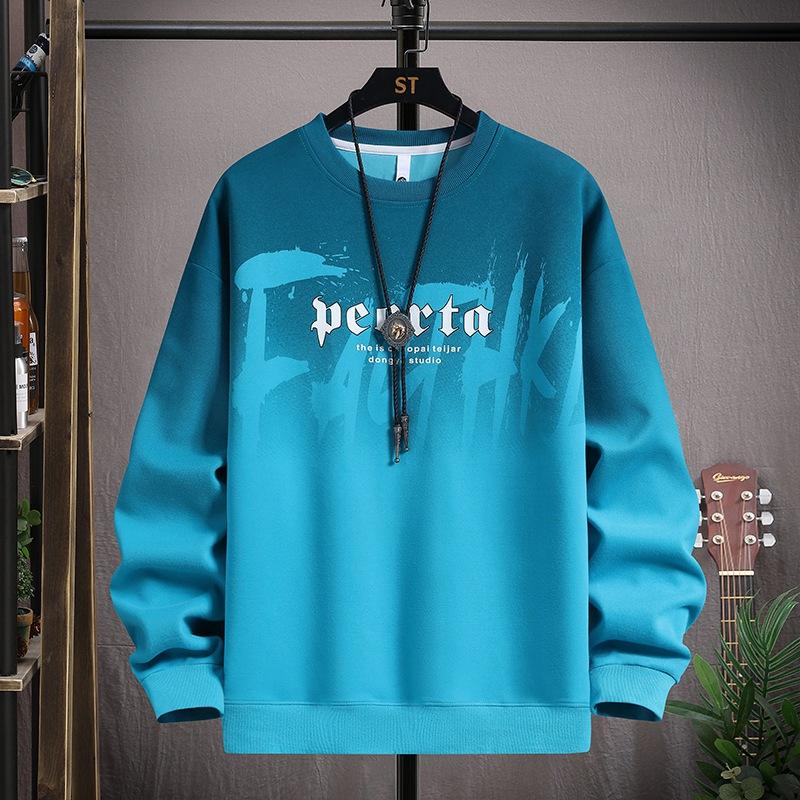 

Осенний свитер с круглым вырезом, подростковый тренд, градиентный цвет, топ с длинным рукавом, одежда для старшеклассников, мужская одежда XXXL озеро зеленый