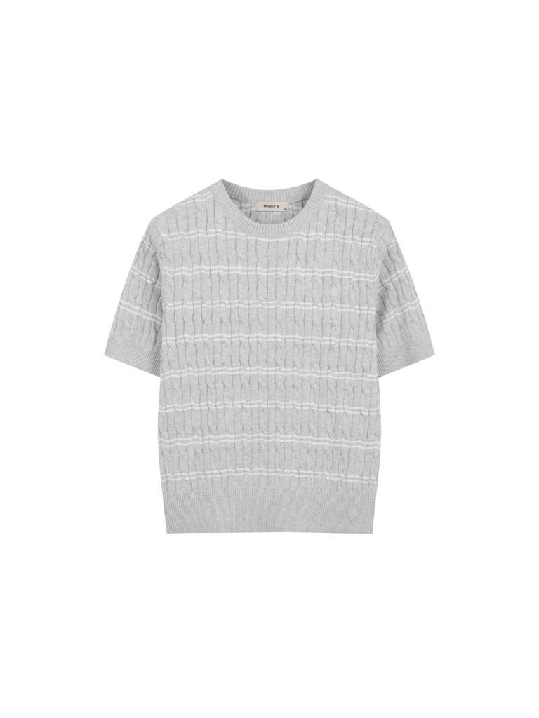 Peulojegteuem Women'S Cable Round Short Sleeve Knit_Epg2Er2100