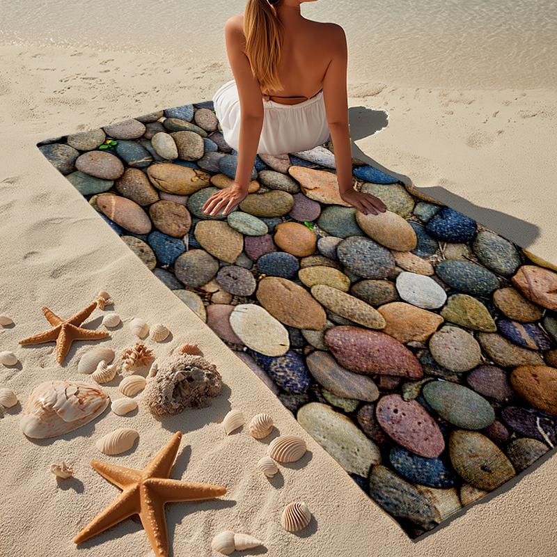 Heart-shaped Stone On Pebbles. Beach Towel, Super Soft Microfiber, Gift for Her/Him, Birthday, for Pool, Beach, Travel, Home Decor Fan gifts