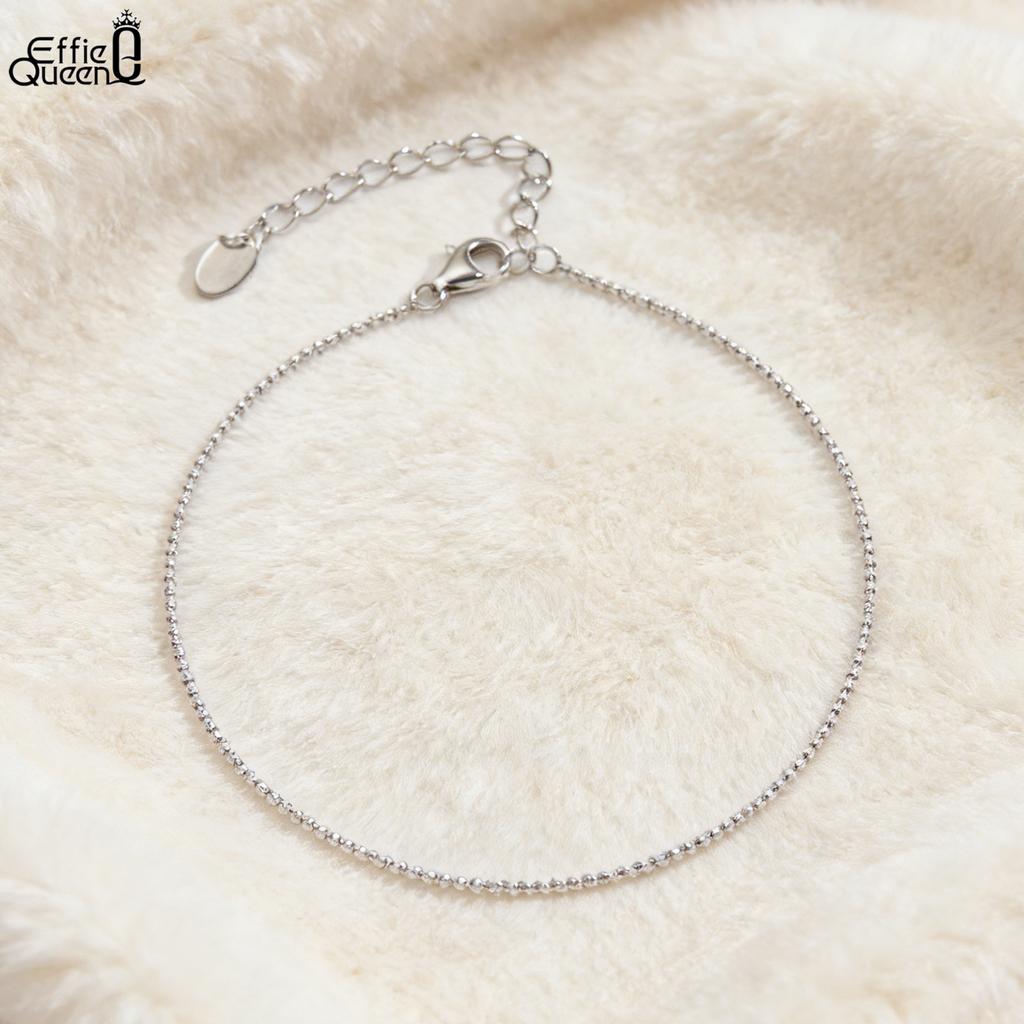 Effie Queen 925 Pure Silver 14k Gold 1mm Beads Ball Chain Anklet Simple Jewelry for Women Summer Beach Banquet Party Gift SA80