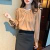 2025 Spring Women's Professional Chiffon Round Neck Long Sleeve Shirt – Trendy and Versatile OL Style