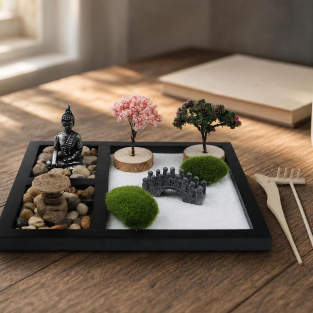 Garden Kit for Desk Meditation Desktop Sand Tray Compact Miniature Landscape