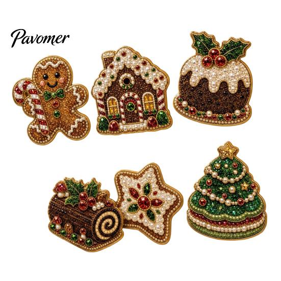 Reindeer Kitchen Decor 6Pcs DIY Faux Pearl Painting Fridge Magnet, Santa Snowman Stocking Tree Refrigerator Magnets Gingerbread Snowflake Handmade