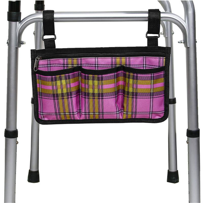 Storage Bag Wheelchair Armrest Reflective Strips Multiple Pockets Convenient Practical Home Supplies Side Pockets