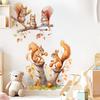 Warm Cute Cartoon Squirrel Family Wall Stickers, Self-Adhesive Decor for Kids Room Bedroom Kindergarten Decoration